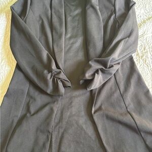 Classic Women's Long Blazer Jacket in Charcoal Gray